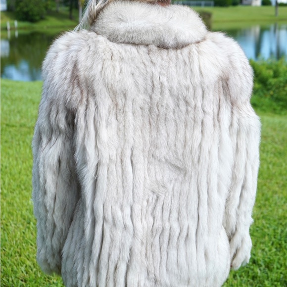 Saga Furs BLUE ARCTIC Natural FOX Fur Coat Jacket - Picture 5 of 9